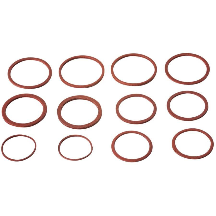Fibre Faucet Gaskets - Assorted Sizes, 12 Pack