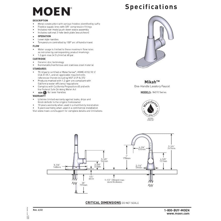 Mikah Single Handle Lavatory Faucet - Chrome
