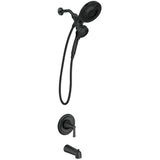 Mikah Single Handle Tub & Shower Faucet with Magnetix Combination Rainshower + Hand Shower - Matte Black