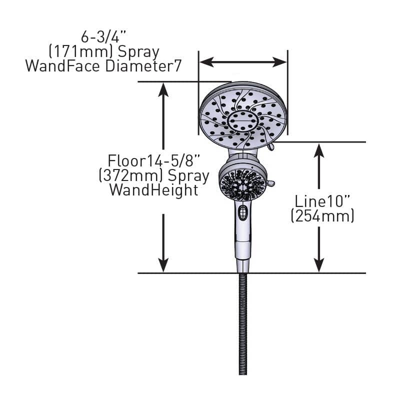 Mikah Single Handle Tub & Shower Faucet with Magnetix Combination Rainshower + Hand Shower - Chrome
