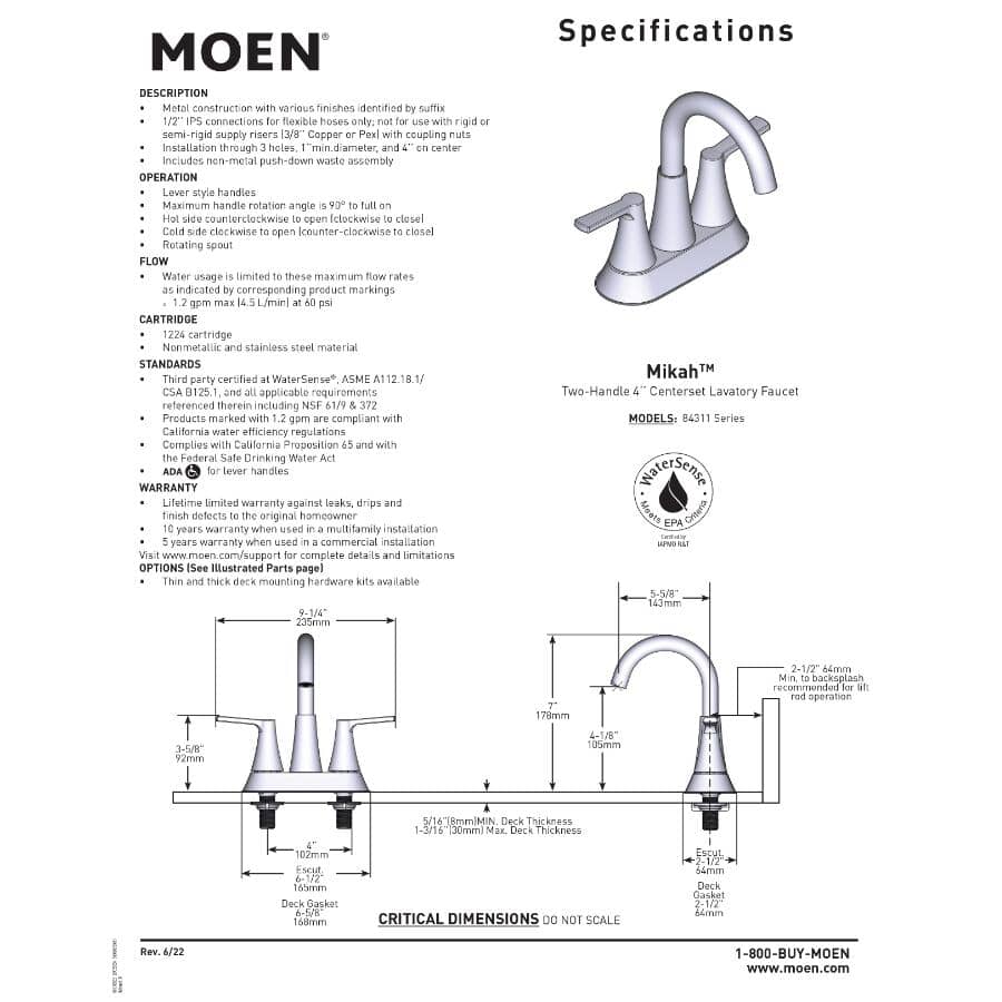 Mikah Two Handle Centerset Lavatory Faucet - Matte Black