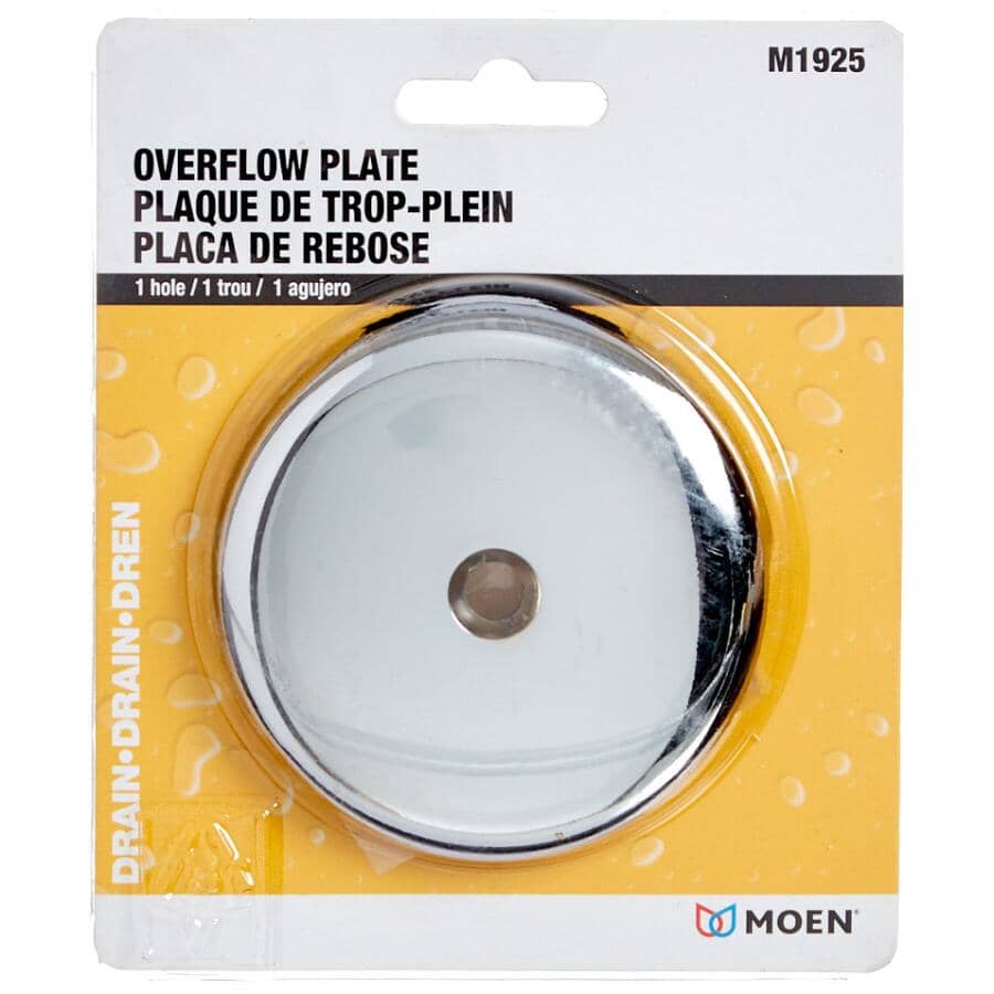 Overflow Plate - with Screw, Chrome, 1 Hole