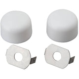 Round Toilet Bolt Caps - White + Stainless Steel Clips