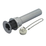 Sink Drain - with Overflow Opening + Chain & Stopper, Chrome Plated Plastic