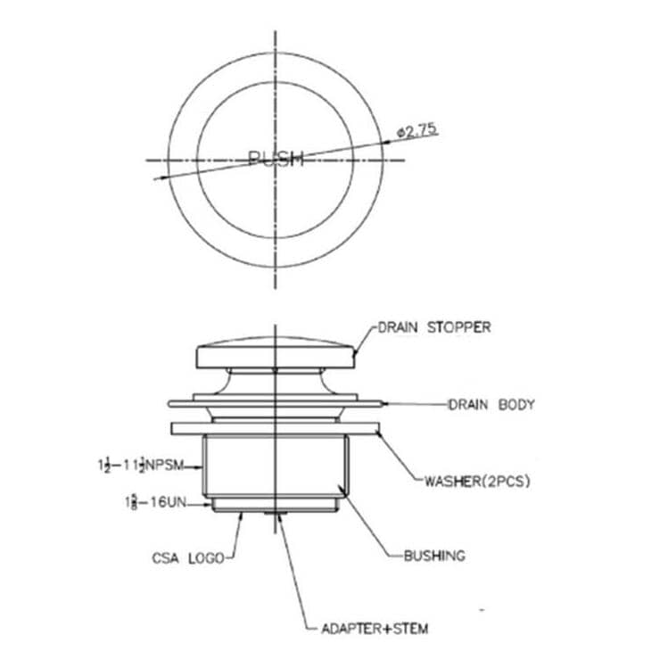 Waste & Overflow Trim Kit for Pop-Up Drain - Chrome