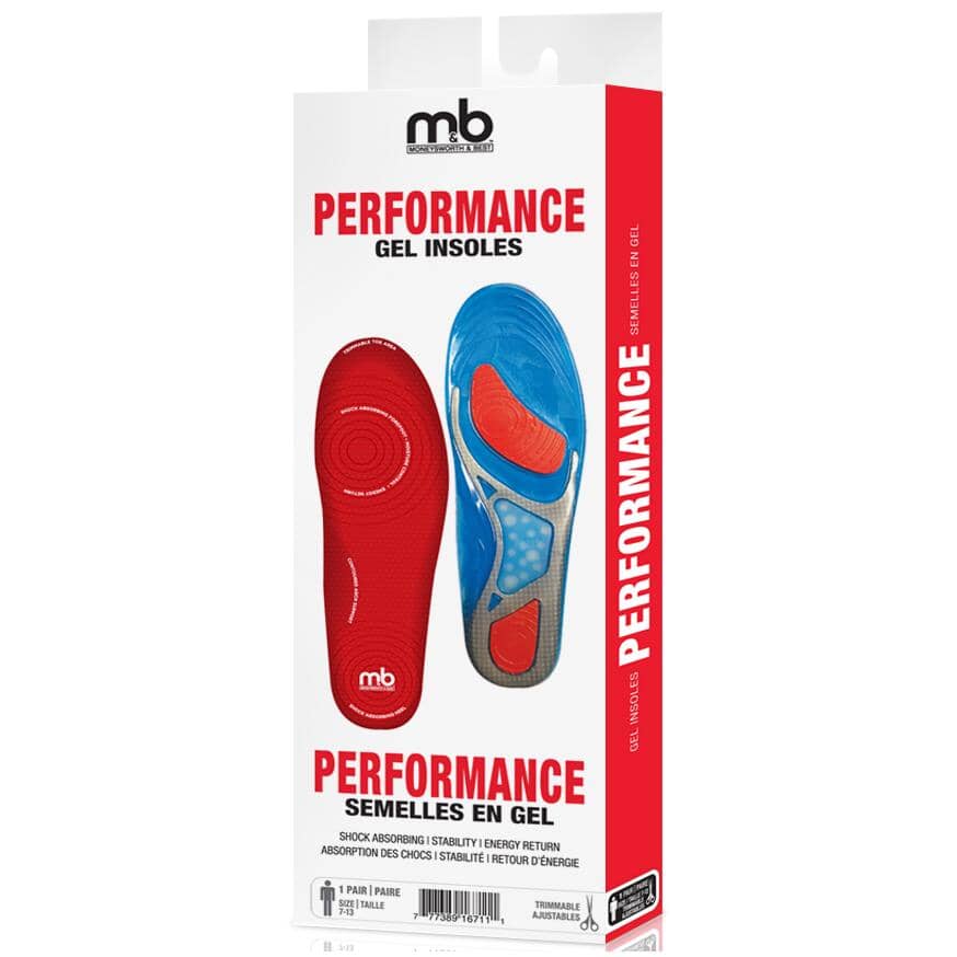 Men's Performance Gel Insoles - Sizes 7 - 13