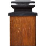 Low Profile Solar Plastic Post Cap - with Clear Glass, Black, 15 Lumens