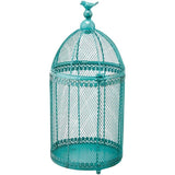 Metal Bird Cage Lantern - Blue, 21"
