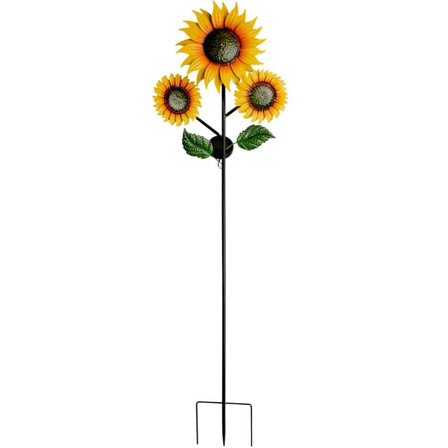 Solar Metal Sunflower Stick Light with 3 Flowers