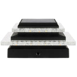 Solar Plastic Post Cap - with Bluetooth, Black + Decorative Bubble Accents, 25 Lumens, 2 Pack