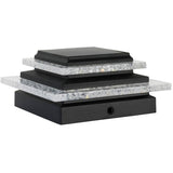 Solar Plastic Post Cap - with Bluetooth, Black + Decorative Bubble Accents, 25 Lumens, 2 Pack