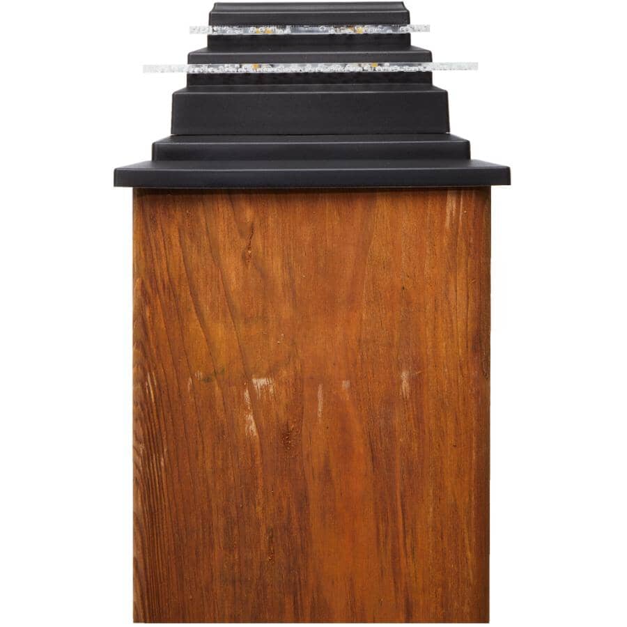 Solar Plastic Post Cap - with Bluetooth, Black + Decorative Bubble Accents, 25 Lumens, 2 Pack