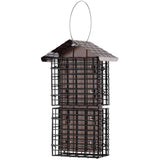 Four Cake Suet Buffet Bird Feeder with Weather Guard - Brown