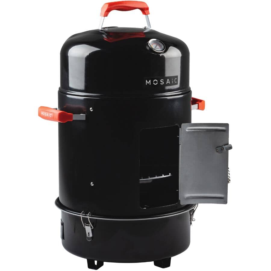 Compact Charcoal Bullet Smoker - Black, 376 sq. in.