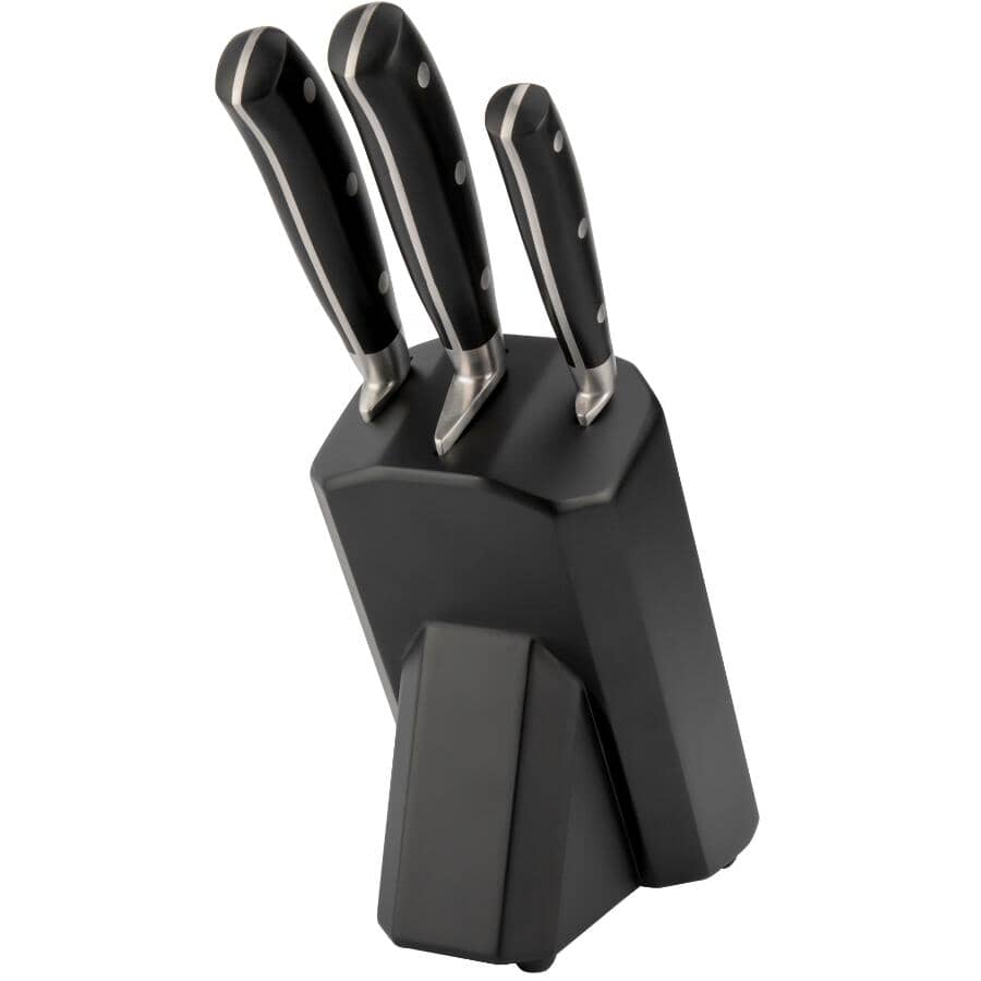 Kitchen Knife Set with Block - 4 Pc
