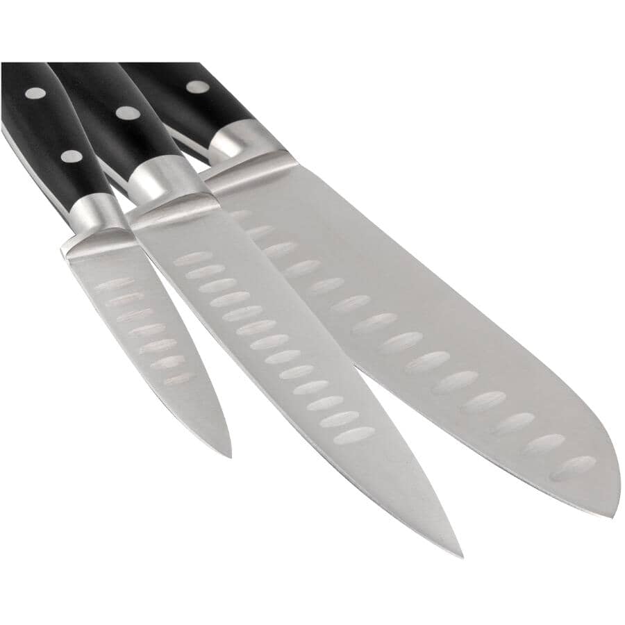 Kitchen Knife Set with Block - 4 Pc