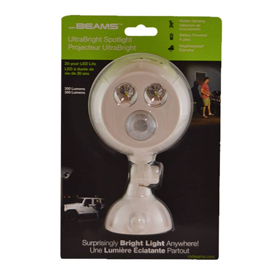 UltraBright Battery Operated Motion Sensor LED Spotlight - White, 300 Lumens