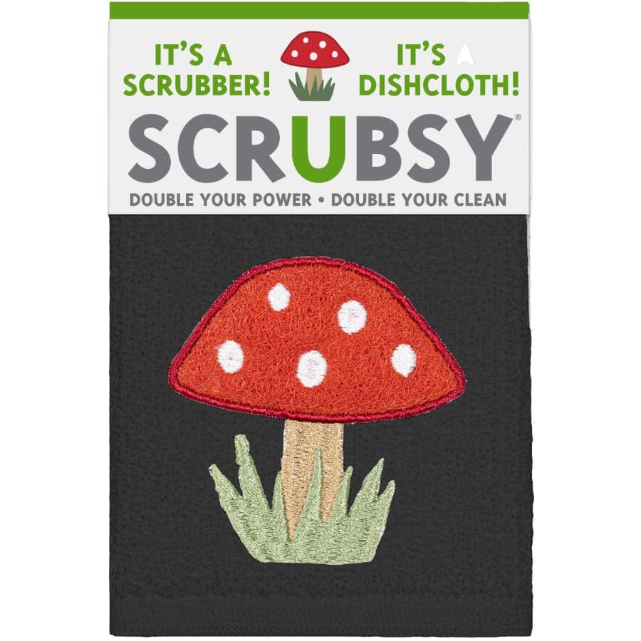 Scrubsy - Black with Mushroom Design