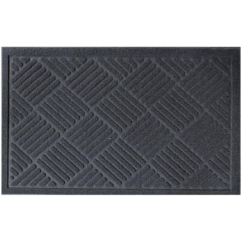 Embosed Needlepunch Parquet Floor Mat - Charcoal, 16" x 30"