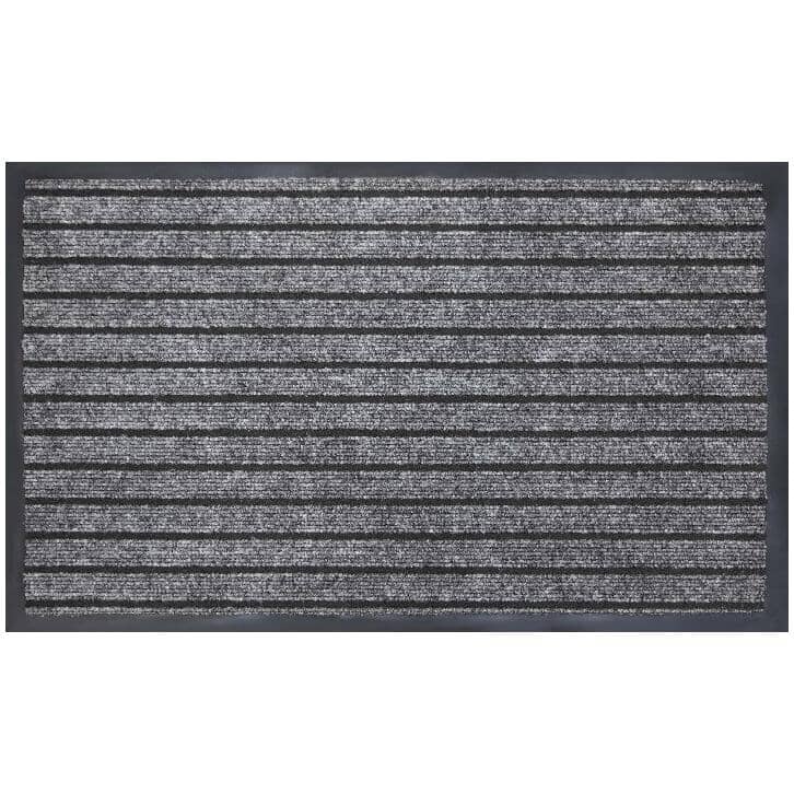 Needlepunch 7-Ribbed Floor Mat - Black & Grey, 16" x 30"