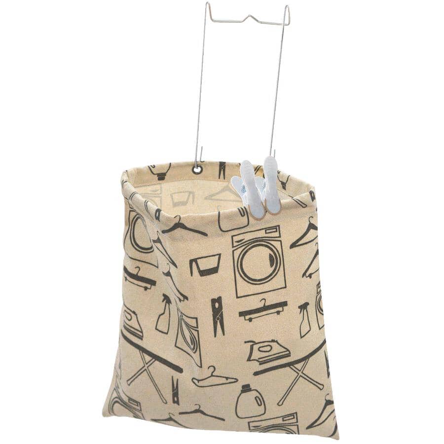 Hanging Canvas Clothespin Bag - 11" x 11.8"