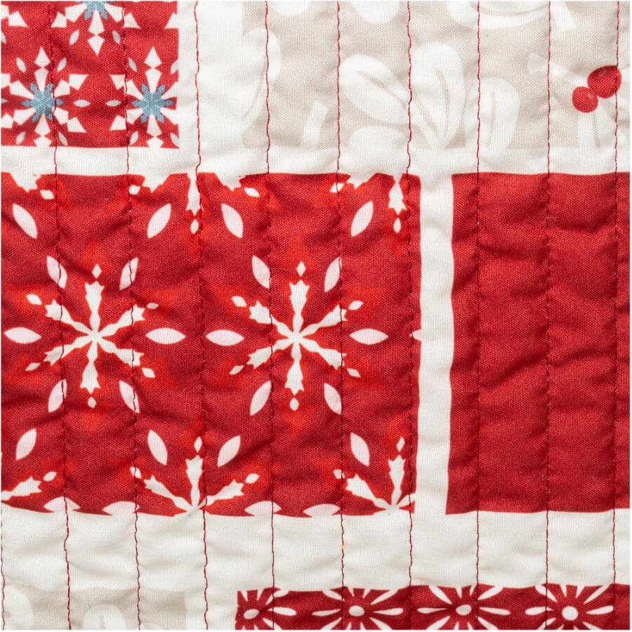 20" Quilted Patchwork Stocking - Red / Ivory / Grey