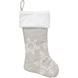 20" Woven Snowflake Stocking - Taupe / White