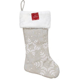 20" Woven Snowflake Stocking - Taupe / White