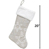20" Woven Snowflake Stocking - Taupe / White