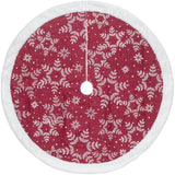 48" Woven Christmas Tree Skirt - Red / White