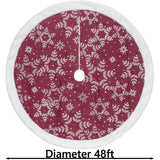48" Woven Christmas Tree Skirt - Red / White