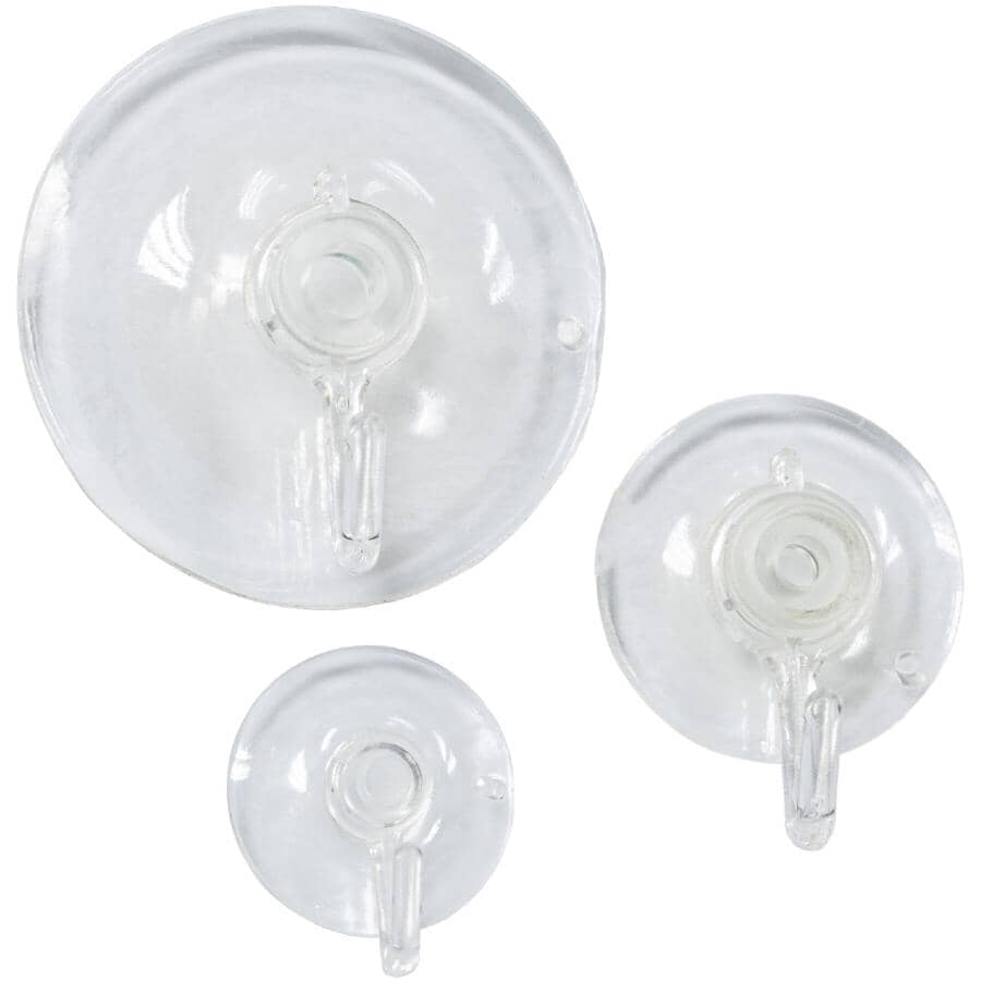 Suction Cup Hooks - Assorted Sizes, 12 Pack