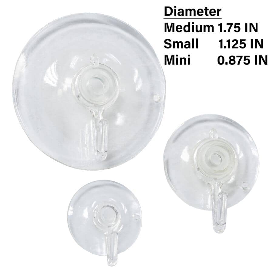 Suction Cup Hooks - Assorted Sizes, 12 Pack