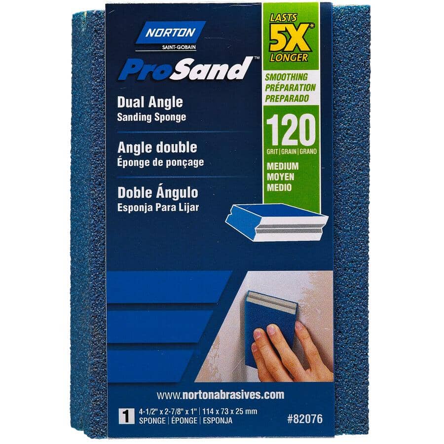 5X ProSand Dual Angle Sanding Sponge - 120G, 4-1/2" x 2-7/8" x 1"