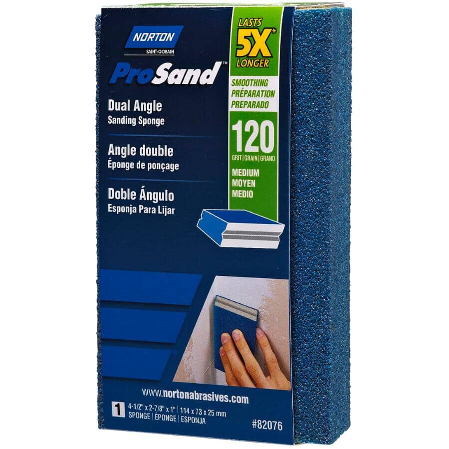 5X ProSand Dual Angle Sanding Sponge - 120G, 4-1/2" x 2-7/8" x 1"