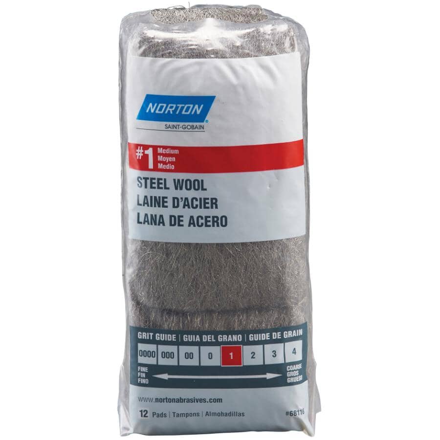 Steel Wool Pads - Medium #1, 12 Pack
