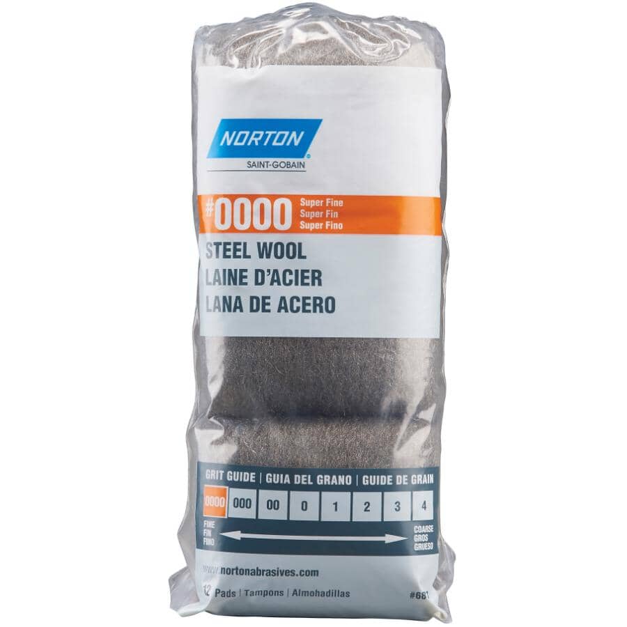 Steel Wool Pads - Super Fine #0000, 12 Pack