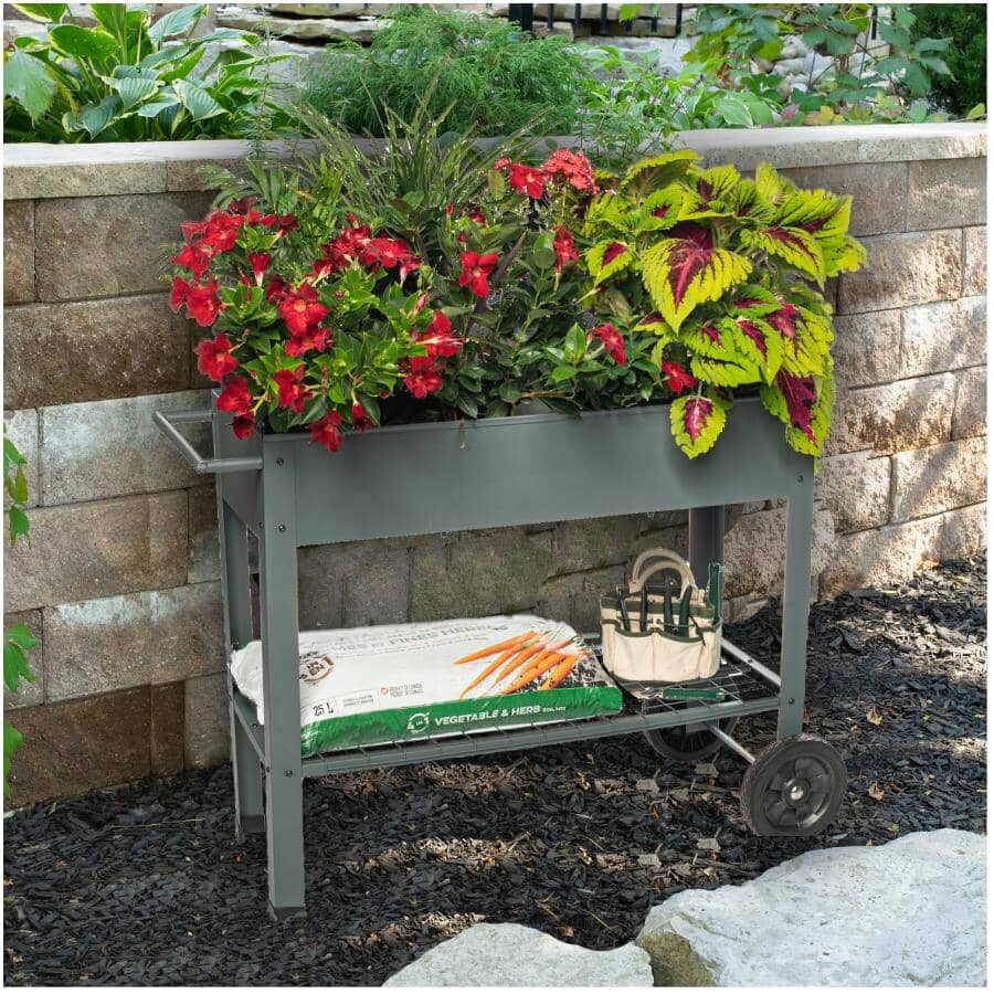 Mobile Vertical Garden with Handle - Grey