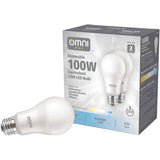 14W A19 Medium Base Daylight Dimmable LED Light Bulbs - 2 Pack