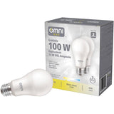 14W A19 Medium Base Soft White Dimmable LED Light Bulbs - 2 Pack