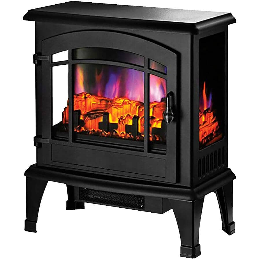 20" Electric Stove with 3-D Flame & Thermostat - Black