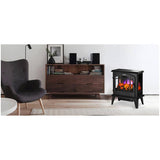 20" Electric Stove with 3-D Flame & Thermostat - Black