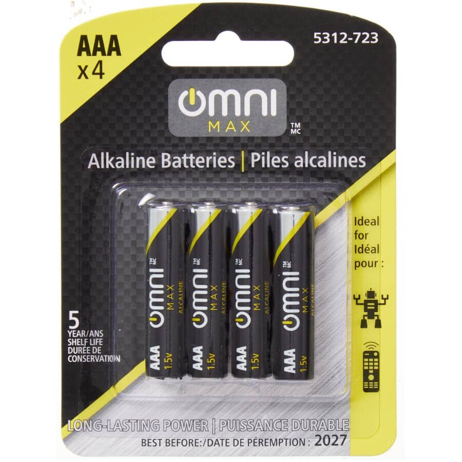 LR03 Alkaline AAA Batteries - 4 Pack