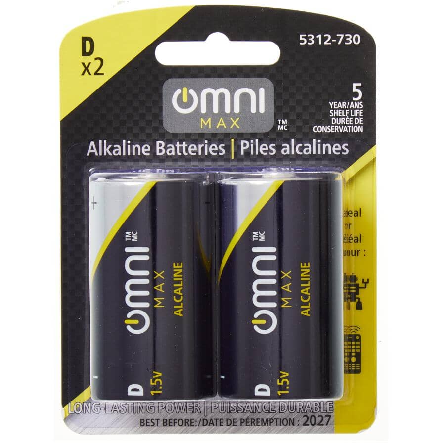 LR20 Alkaline D Batteries - 2 Pack
