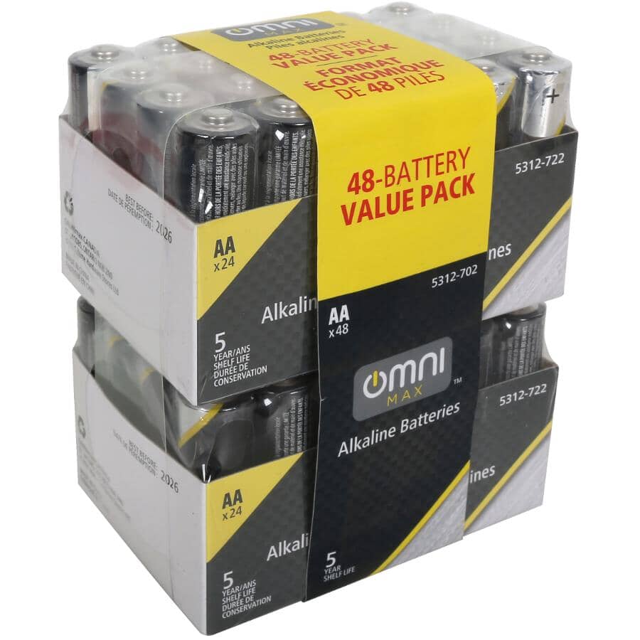 LR6 Alkaline AA Batteries - 48 Pack