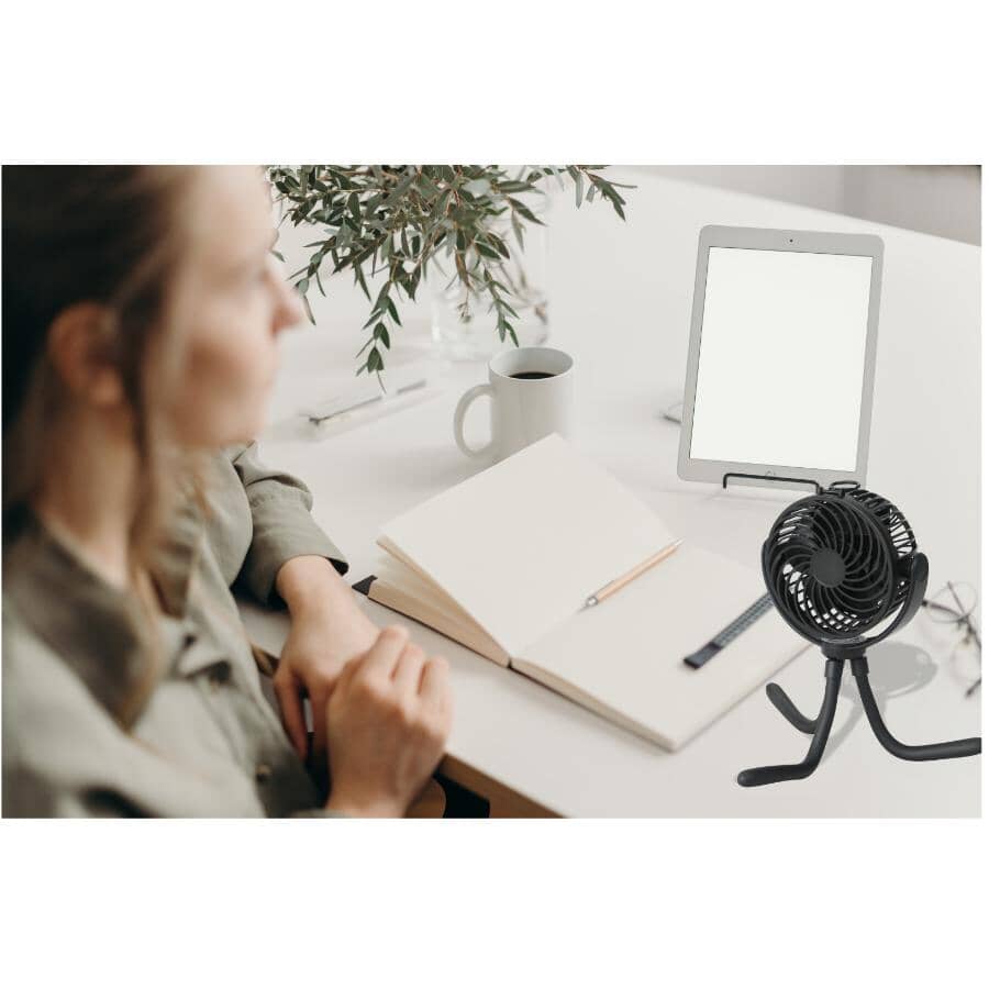 On-the-Go USB Rechargeable Flex Fan - Black