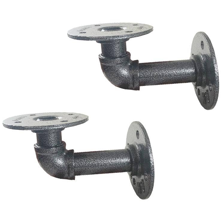 2 Pack 5.5" Decorative Industrial Pipe Shelf Bracket - Granite