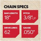S62 AdvanceCut Chainsaw Chain - 18"