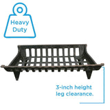 24" Cast Iron Fireplace Grate - Square