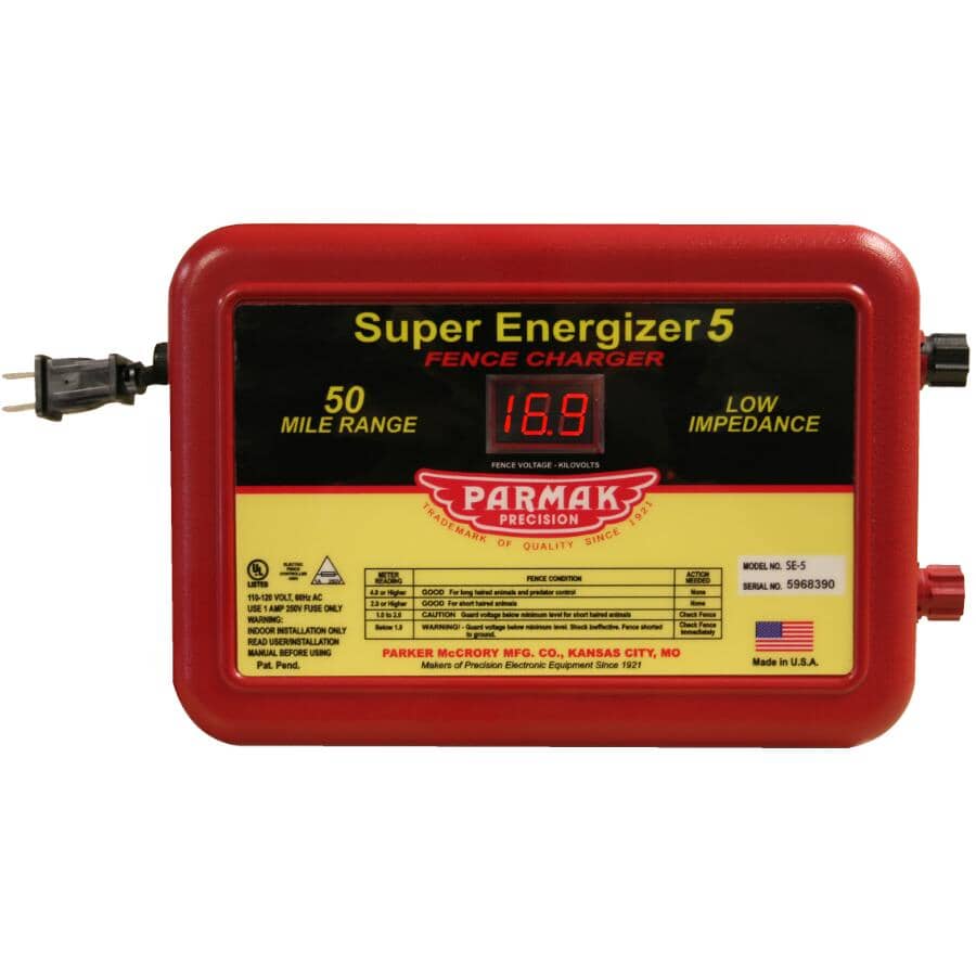 Super Energizer 5 Low Impedance AC-Operated Electric Fence Charger - 110 - 120V